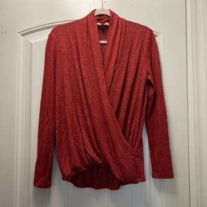 Philosophy Women's‎ Orange Cross Wrap Front Long Sleeve Pullover Sweater Size XS